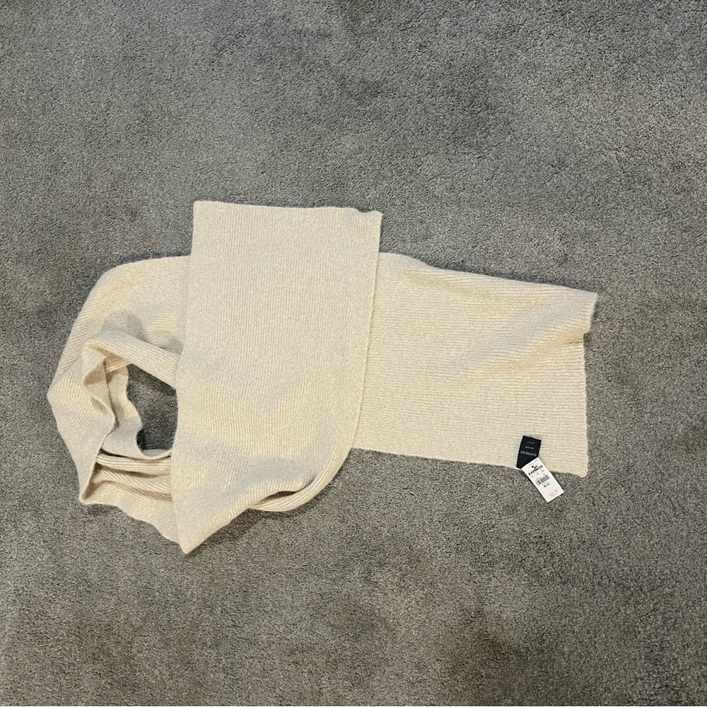 Express Cream Ribbed Knit Scarf